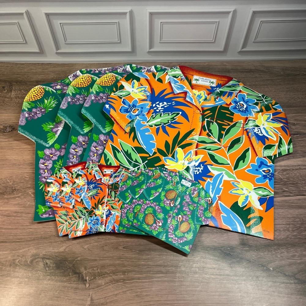 Paradise Cove Hawaiian Shirt Vinyl Placemats & Coasters Set 8pc Tropical